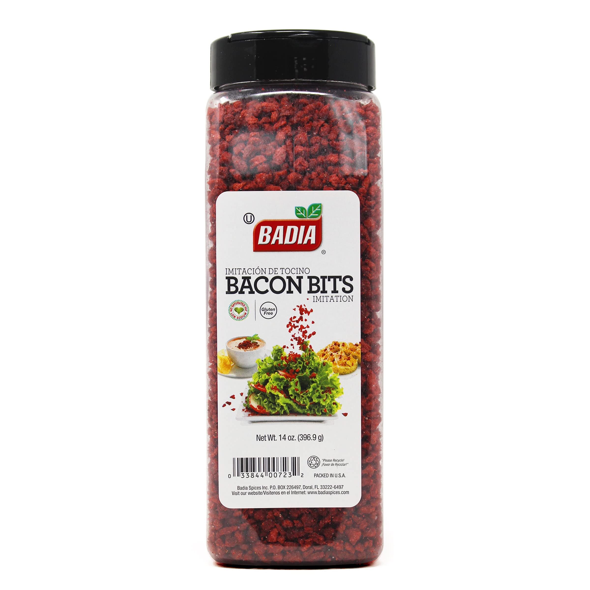 Badia Imitation Bacon Bits – Gluten-Free Vegan Salad Topping - 14 oz