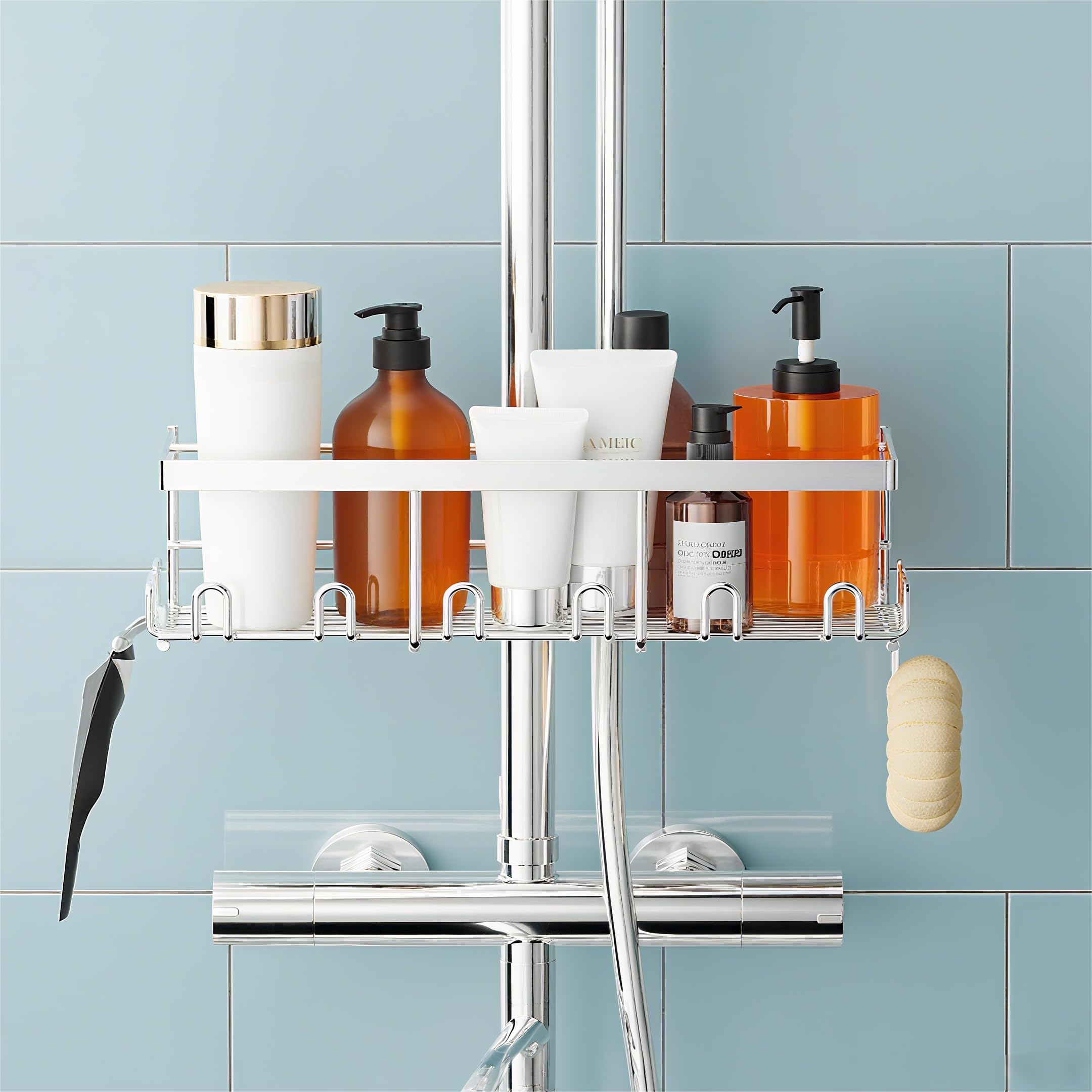 HouseUp Shower Caddy – Rustproof Storage Rack for 18-27mm Circular Rails