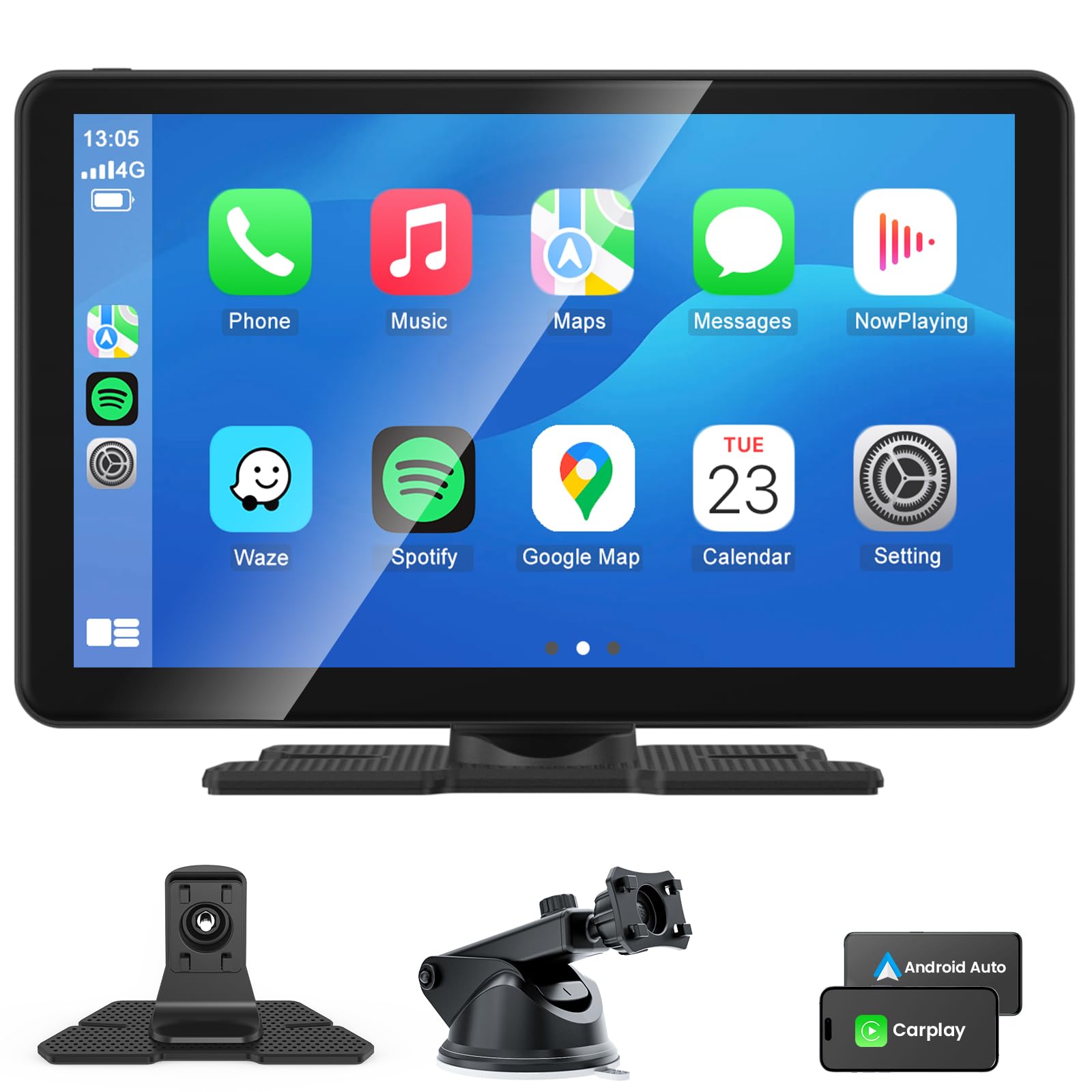 9" Wireless Apple CarPlay & Android Auto Screen with Camera