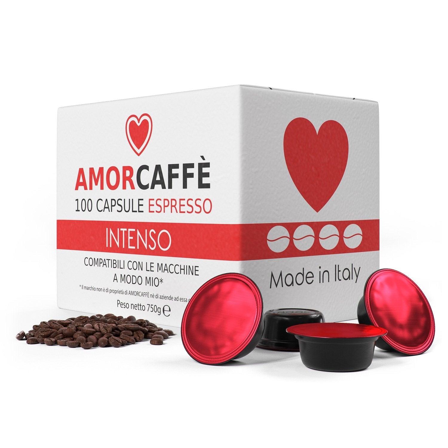 Amorcaffe Intenso Coffee Capsules | 100 Pods Compatible with Lavazza