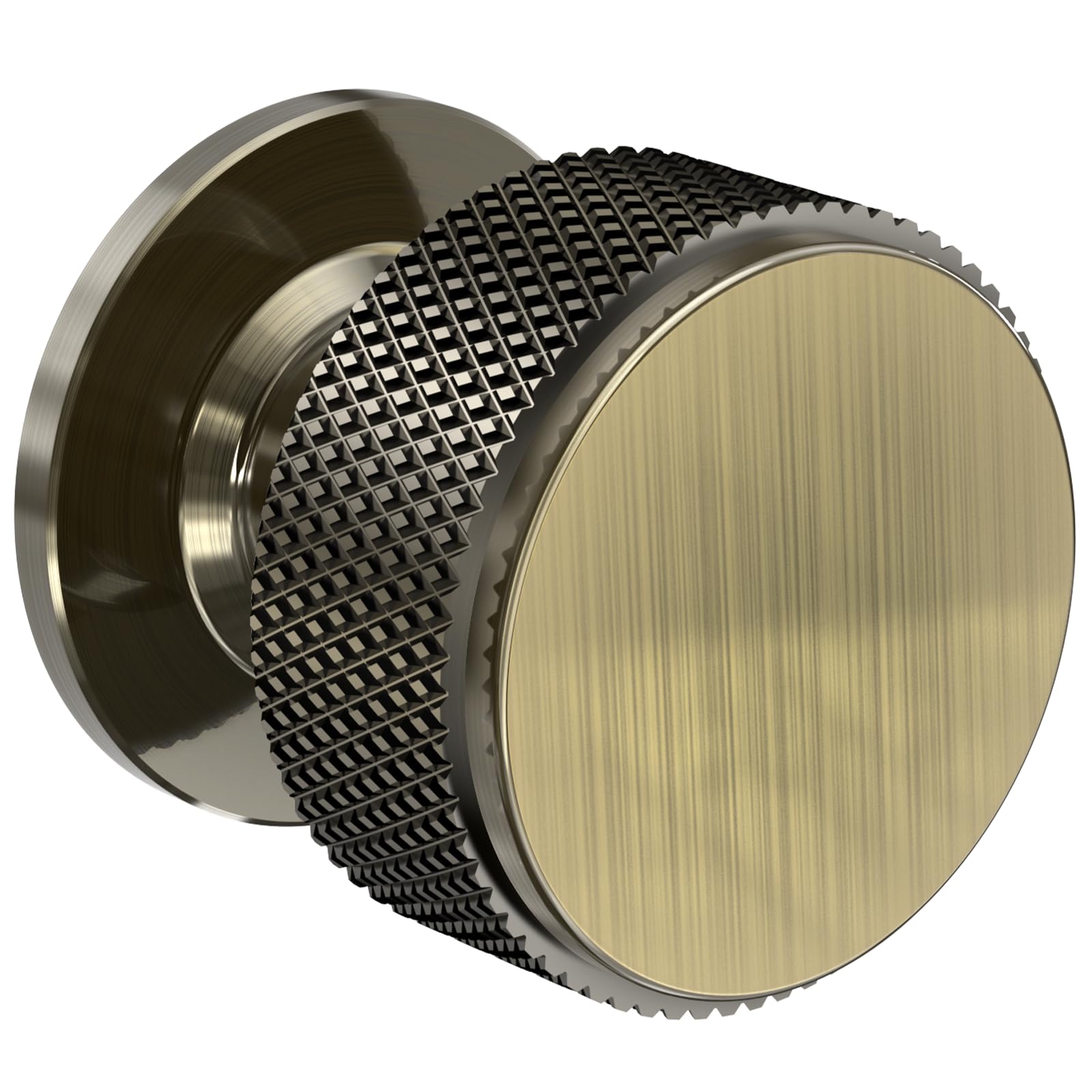 FURNIWARE Knurled Cabinet Knobs - 5 Pack Shiny Antique Brass Cupboard Handles