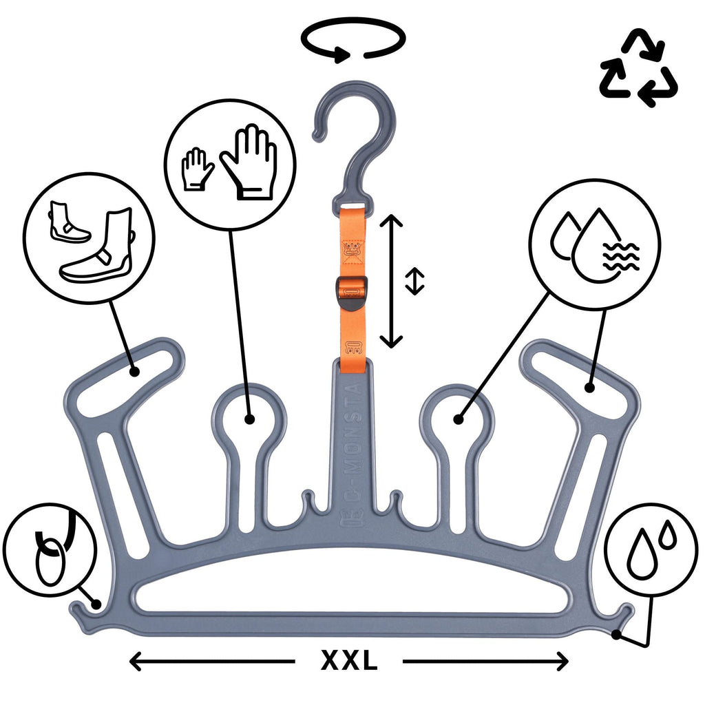 C-Monsta Wetsuit Hanger | Heavy Duty Recycled Plastic for Boots & Gloves