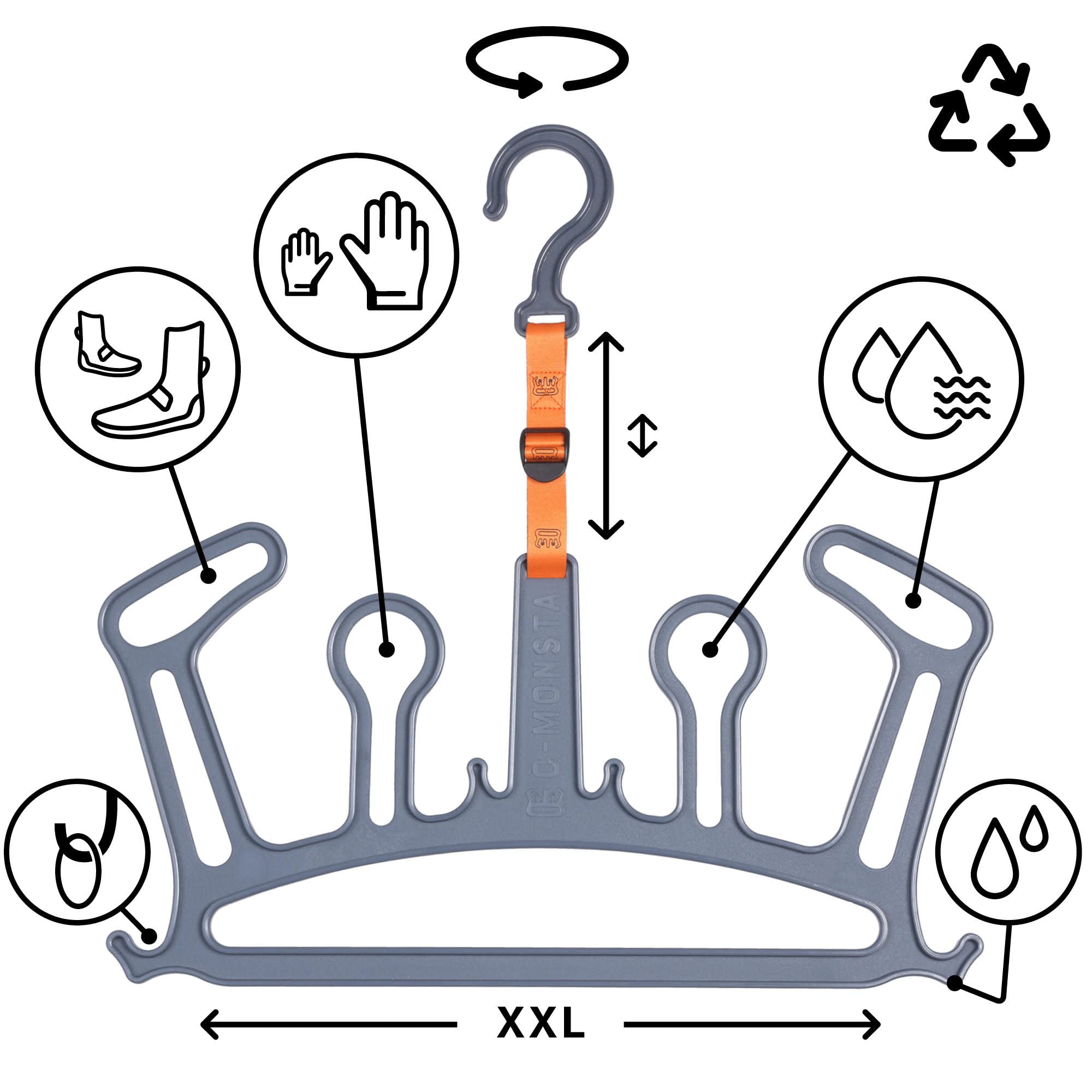 C-Monsta Wetsuit Hanger | Heavy Duty Recycled Plastic for Boots & Gloves