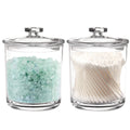 2-Pack Clear Plastic Apothecary Jars - Bathroom Vanity Organizer