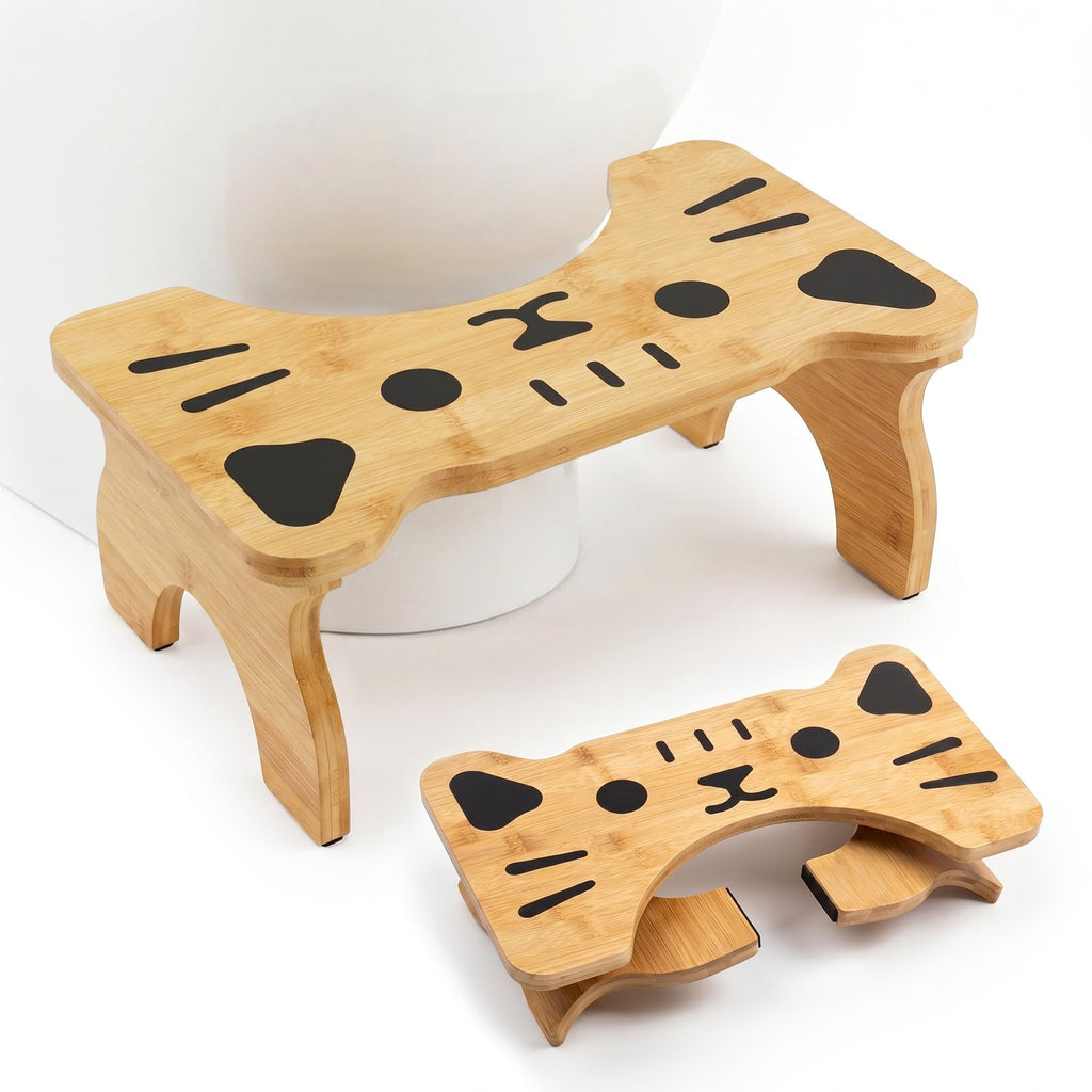 zxevg Bamboo Toilet Stool Folding 6.5in Non-Slip - image 1