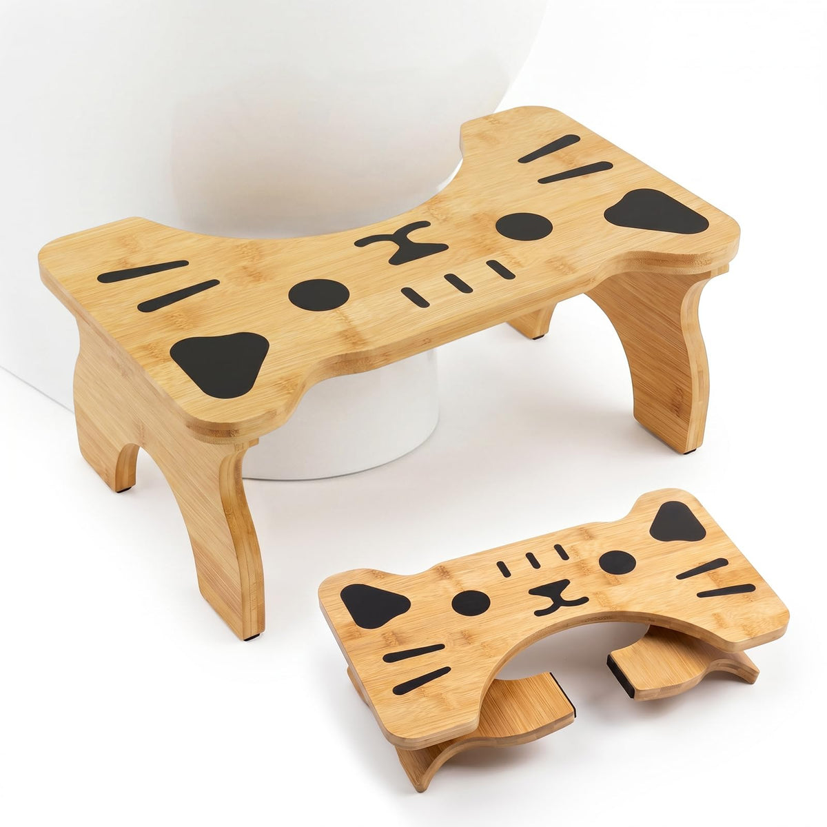 zxevg Bamboo Toilet Stool Folding 6.5in Non-Slip - image 1