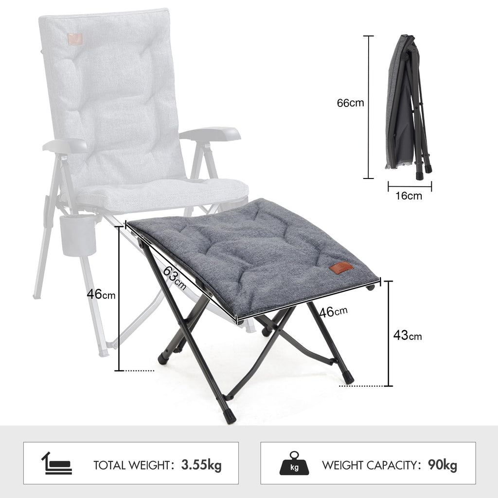 EVER ADVANCED Folding Camping Footrest – Padded Steel Leg Rest with Bag
