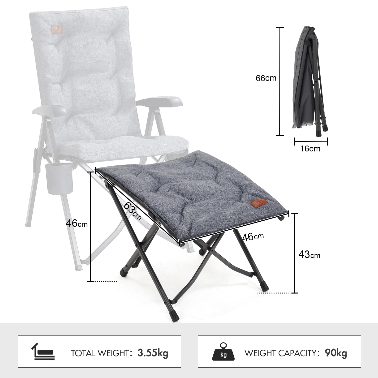 EVER ADVANCED Folding Camping Footrest – Padded Steel Leg Rest with Bag