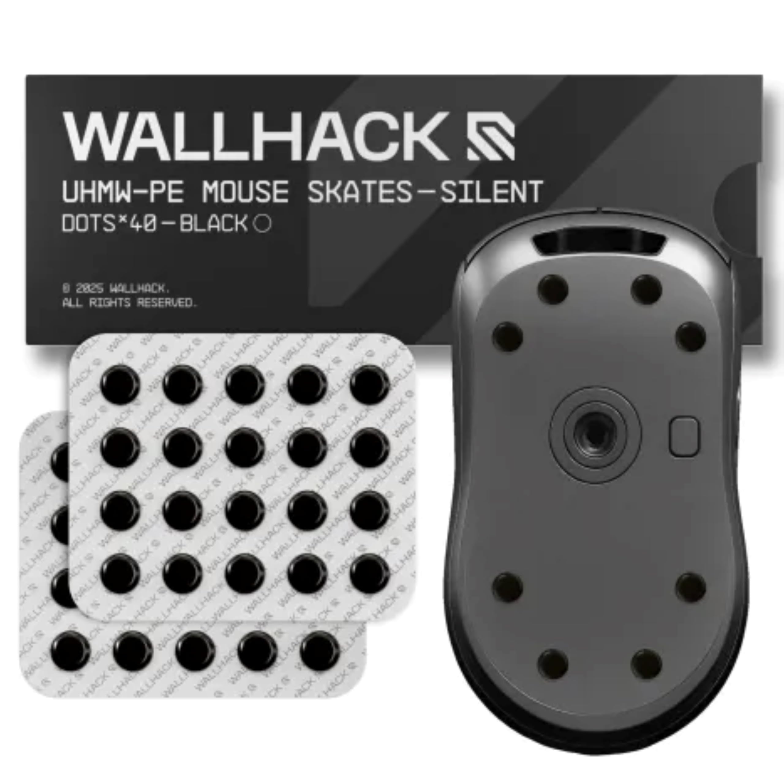 Wallhack UHMW-PE Dot Silent Mouse Skates – Black 7mm Universal Feet