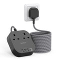 3M Extension Lead | 2 Way Power Strip with 4 USB Ports