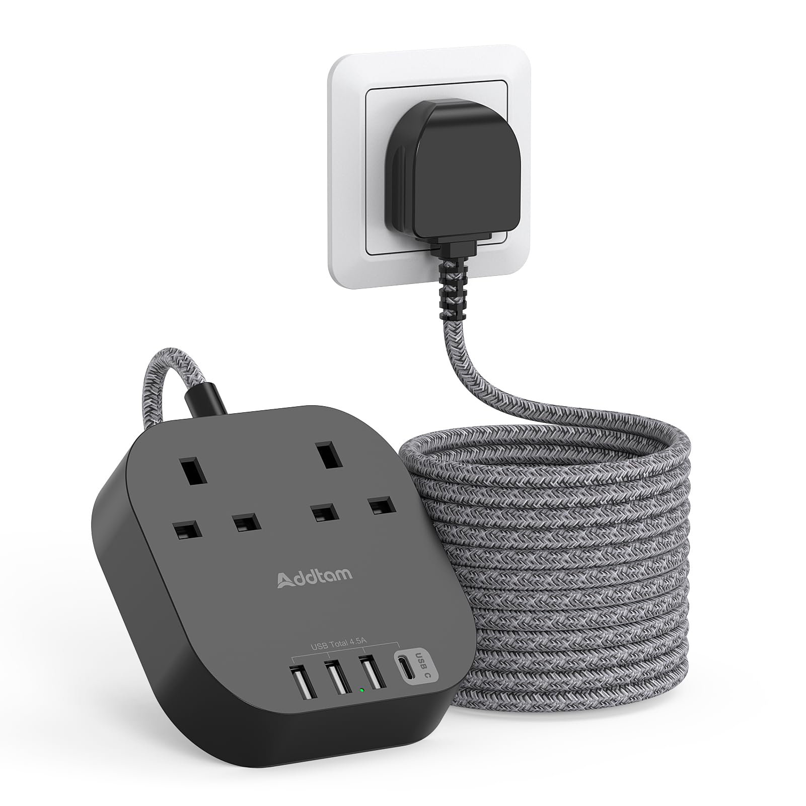 3M Extension Lead | 2 Way Power Strip with 4 USB Ports