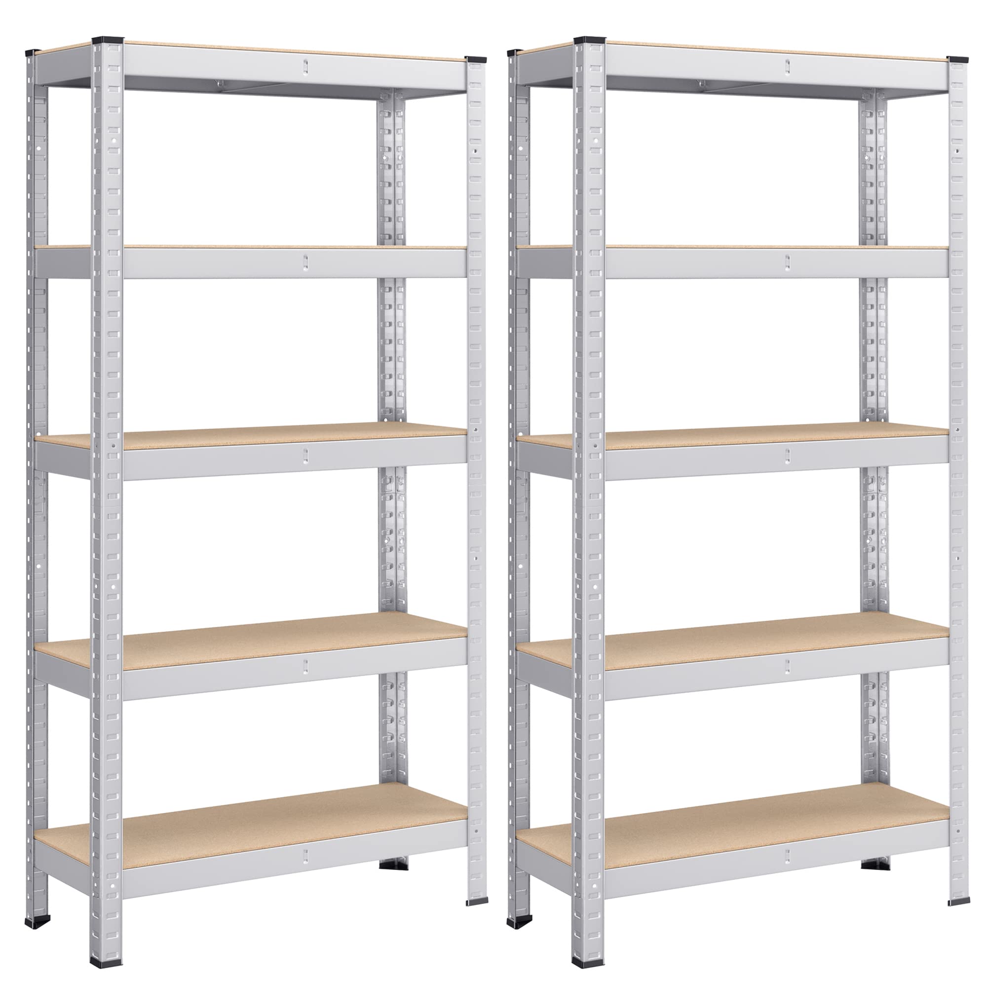 SONGMICS 5-Tier Steel Shelving Unit, Set of 2 Heavy Duty Garage Racks