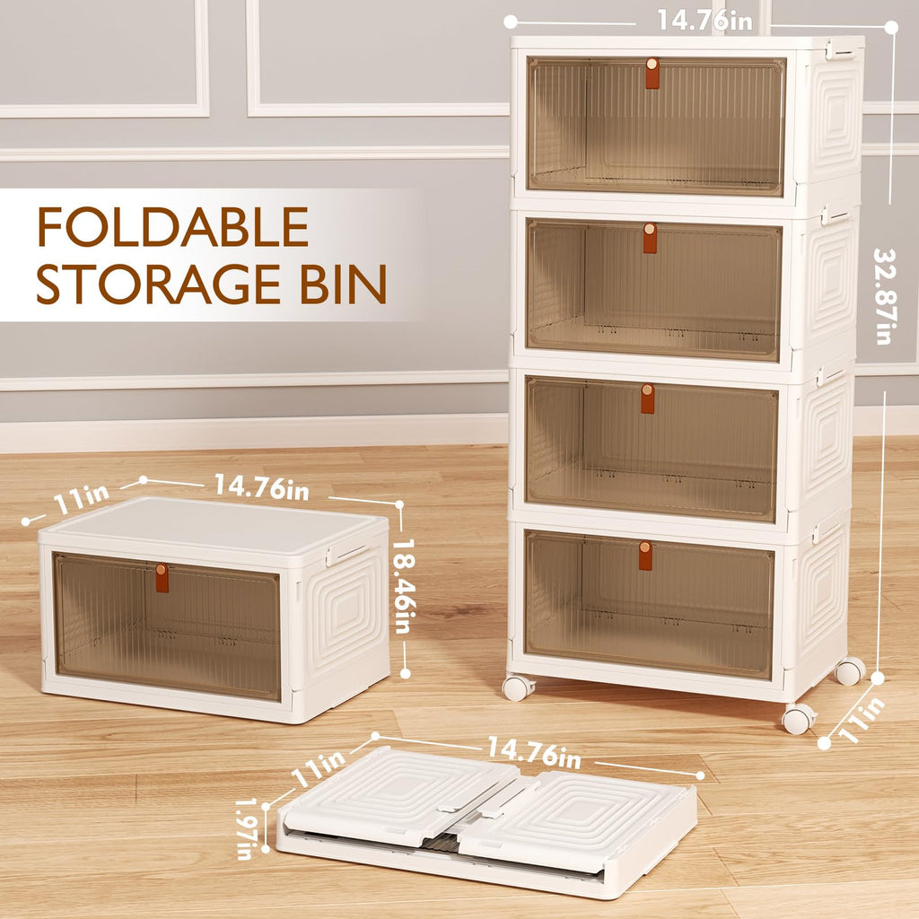 SavvyStor 4-Tier Stackable Storage Boxes | Foldable Plastic Organiser
