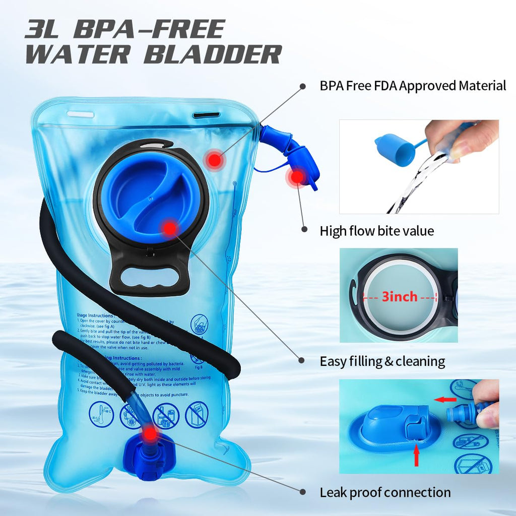 Expansea Hydration Backpack | 3L Water Bladder Insulated Hiking Pack
