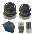 CEILIWEN Navy Blue and Gold Party Tableware Set - 100 Piece Set for 25 Guests