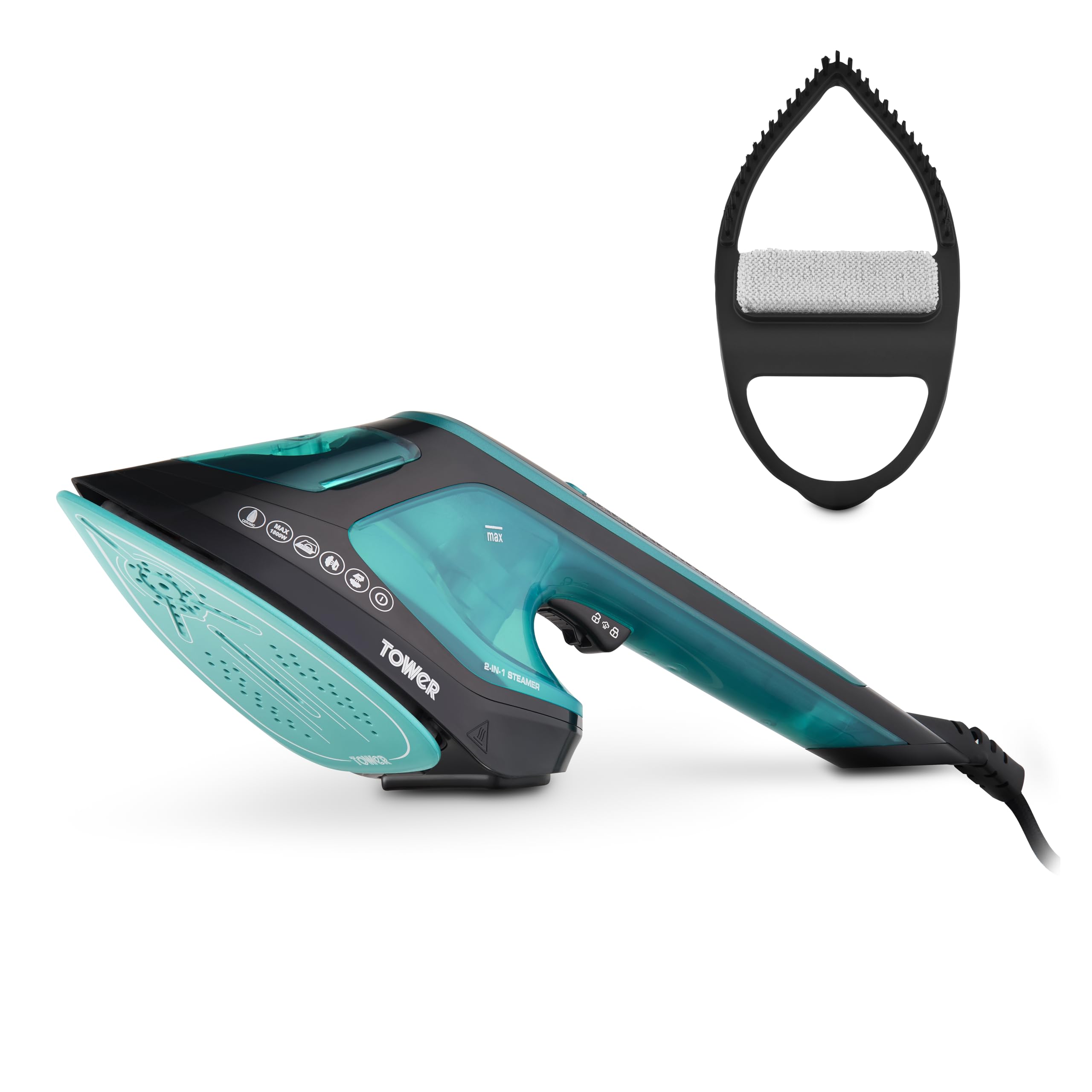 Tower T22031TL 2-in-1 Hand Garment Steamer & Iron - Black/Teal