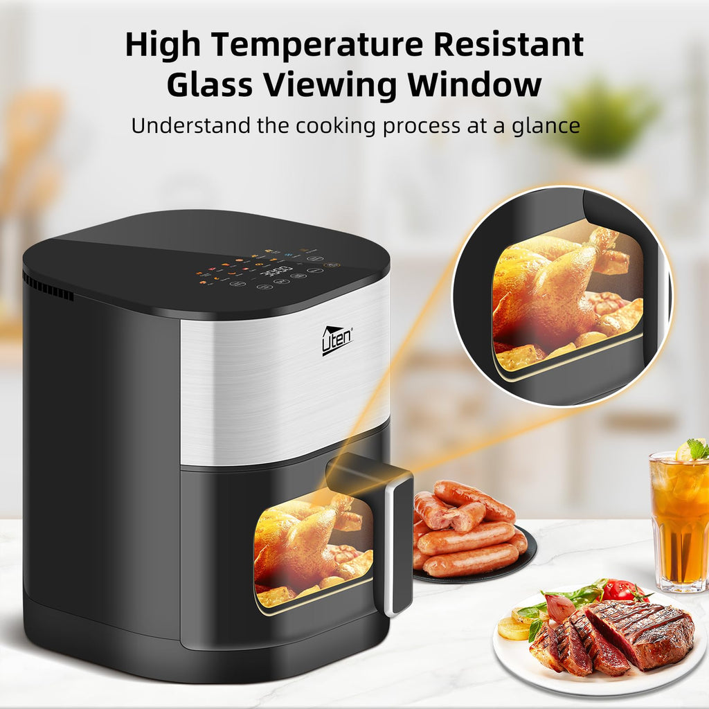 Uten Dual Blaze Air Fryer 5.5L | 14-in-1 Smart Cooker with Visual Window