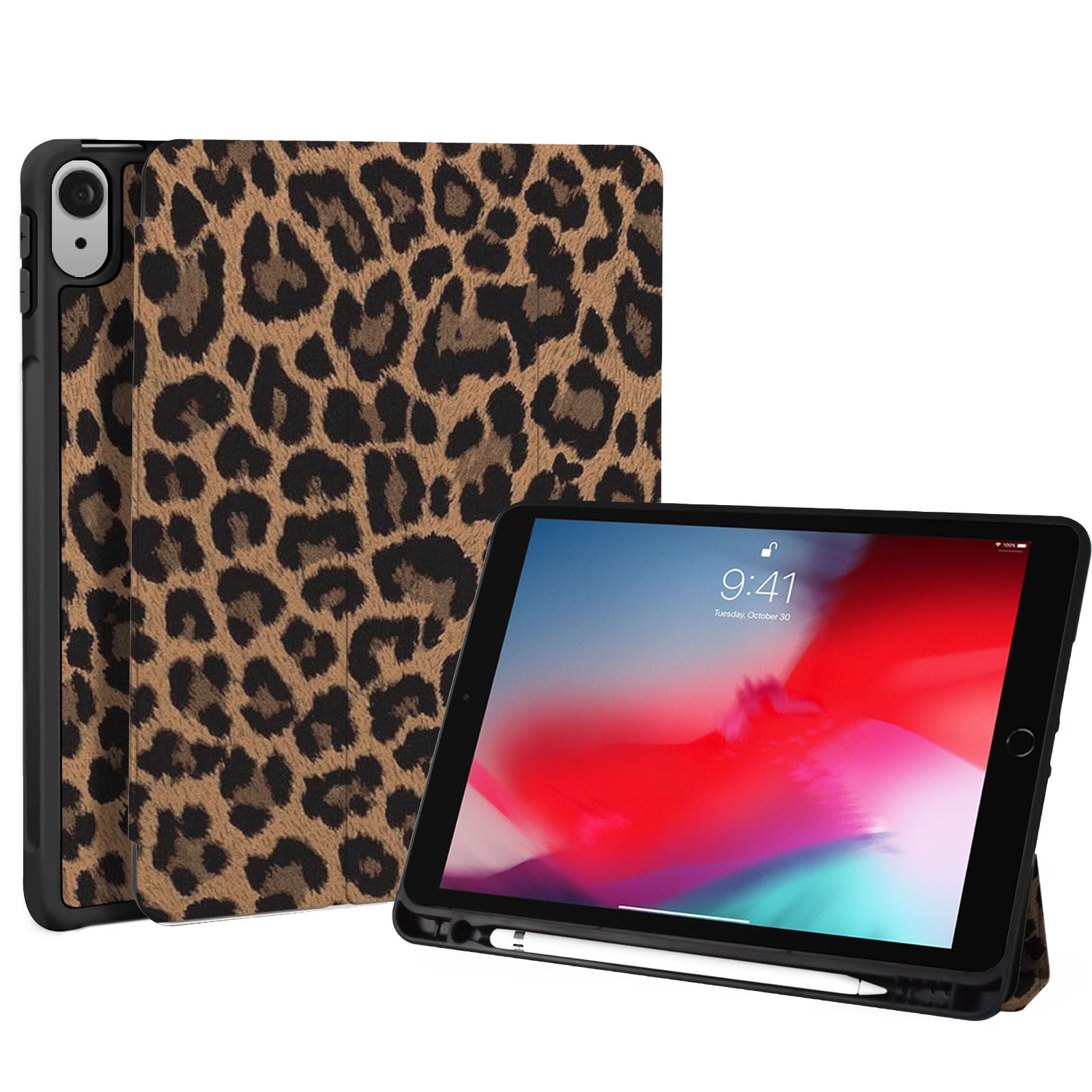Fycyko iPad 11th/10th Gen Case | Leopard Slim Stand with Pencil Holder