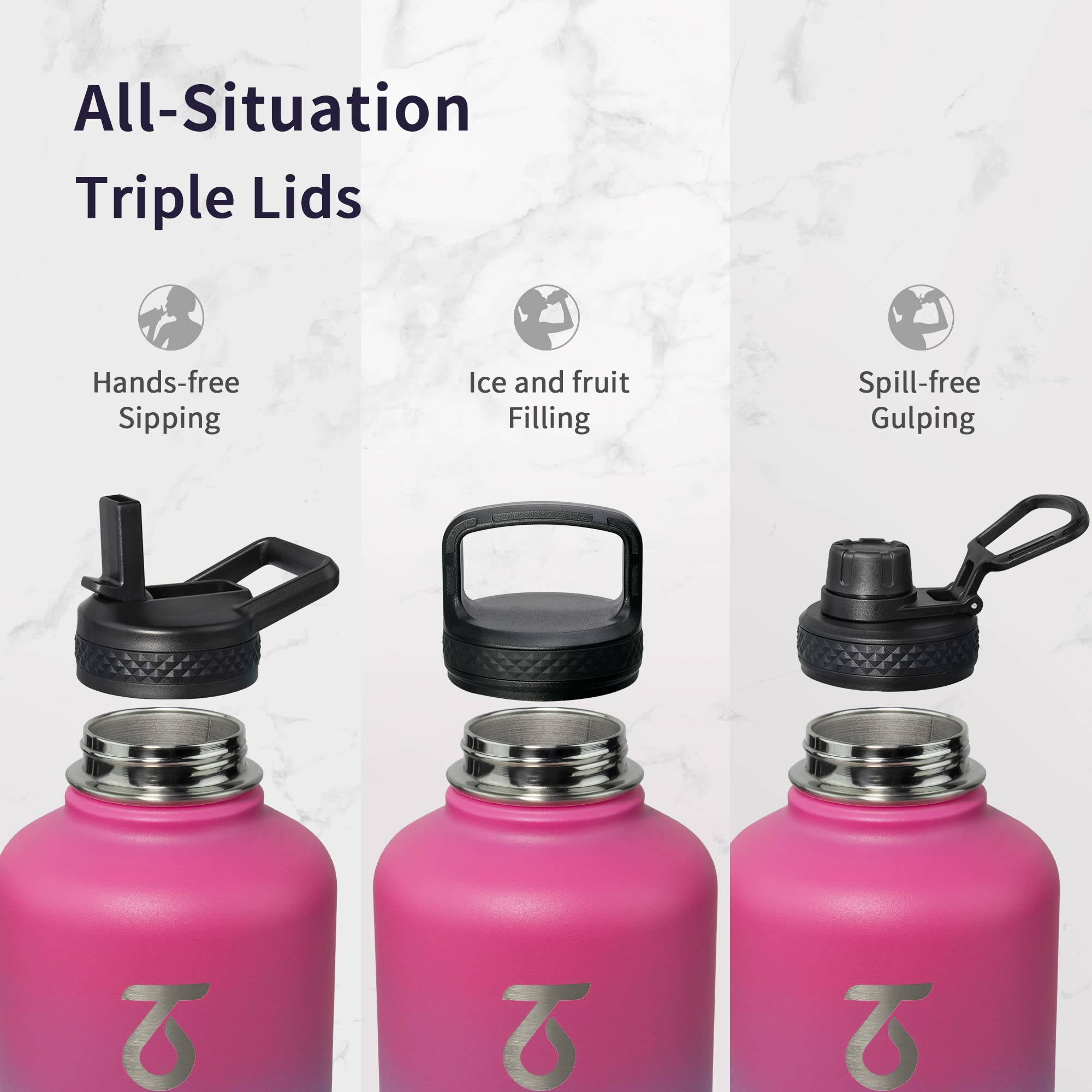 Trebo 2L Insulated Stainless Steel Water Bottle with Paracord Handle