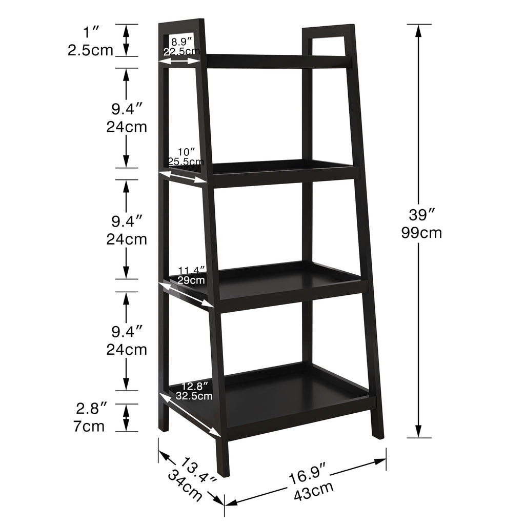 SMIBUY 4-Tier Bamboo Bookshelf | Space-Saving Storage Rack - Black