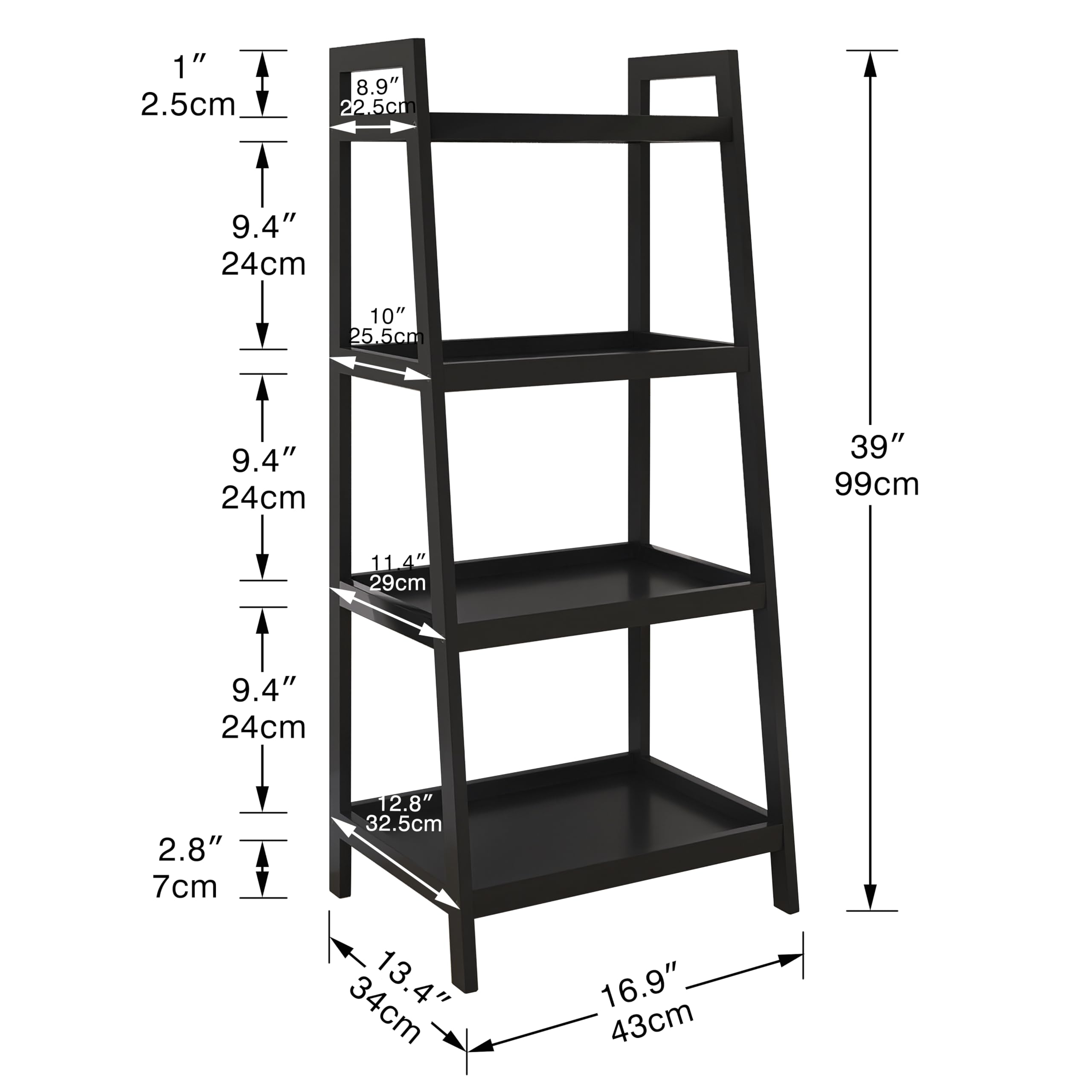 SMIBUY 4-Tier Bamboo Bookshelf | Space-Saving Storage Rack - Black