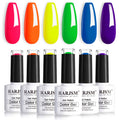 RARJSM Neon Gel Nail Polish Kit – 6 Colors Rainbow UV LED Soak Off Set