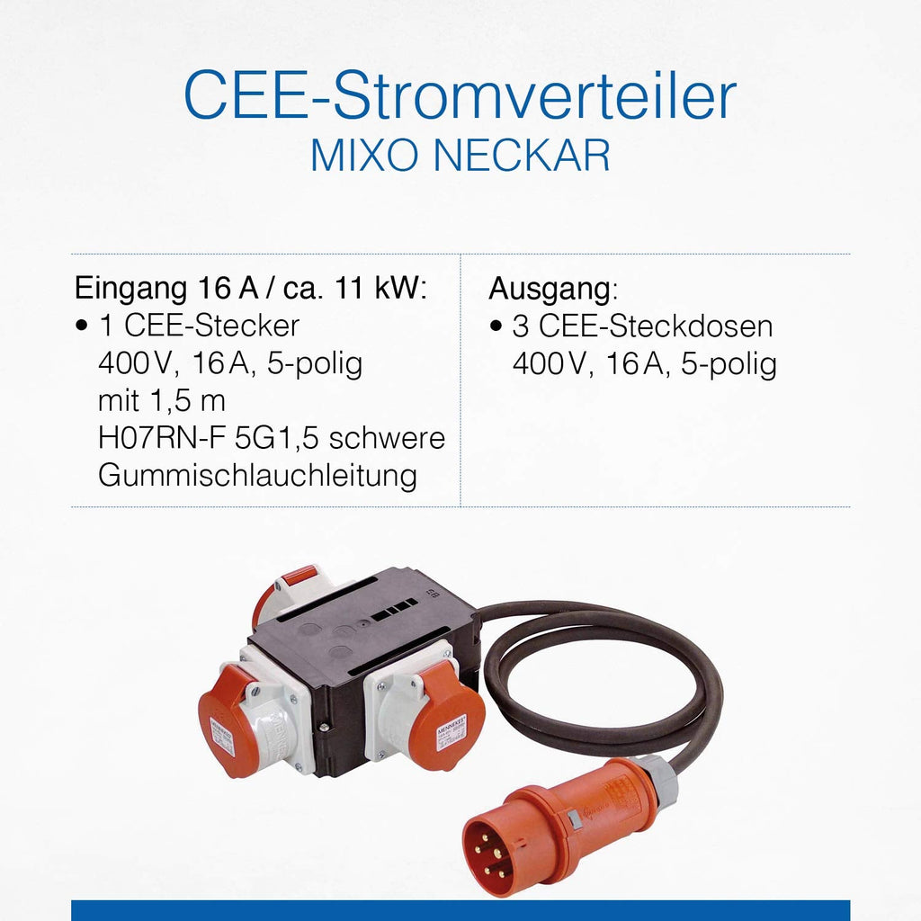 AS Schwabe Mixo Adapter Neckar | CEE Power Splitter 400V 16A | IP44