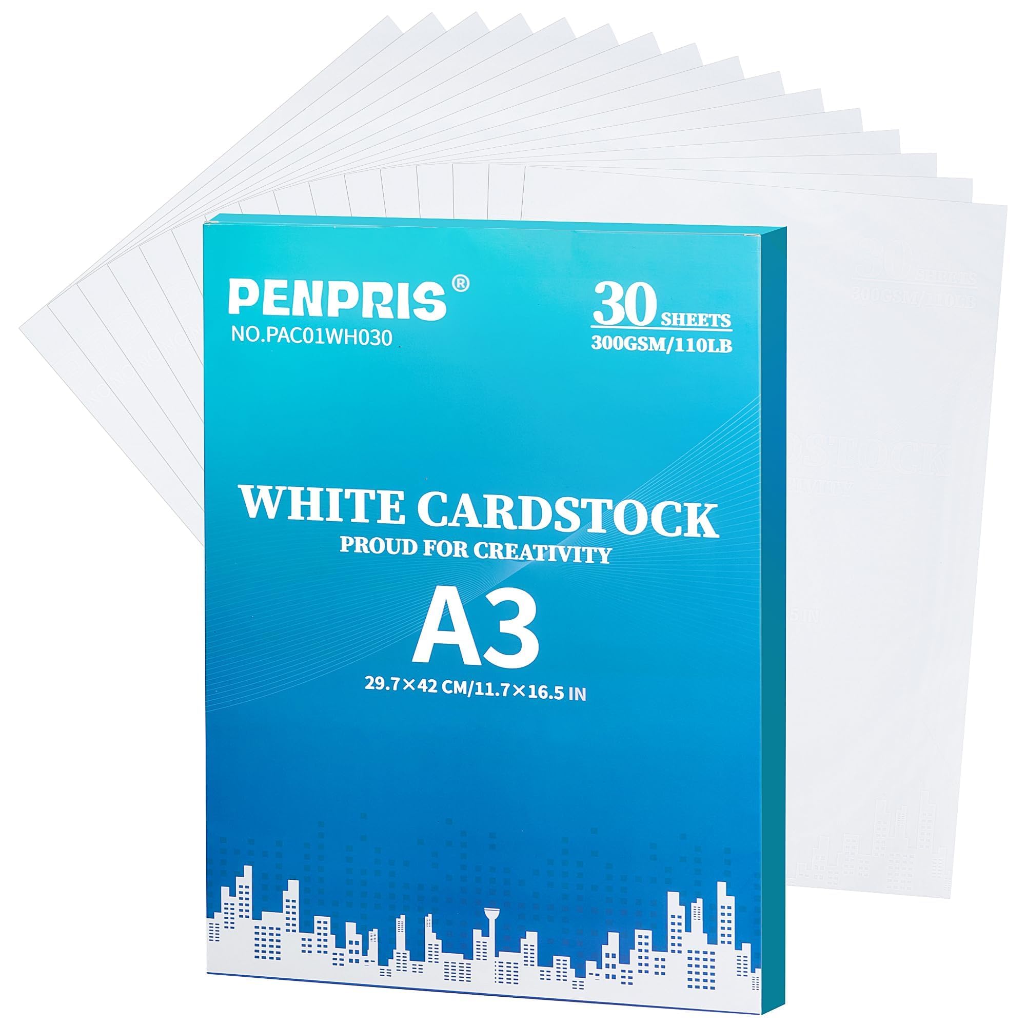 Jolof Store White A3 Cardstock – 300GSM Heavyweight Paper, 30 Sheets