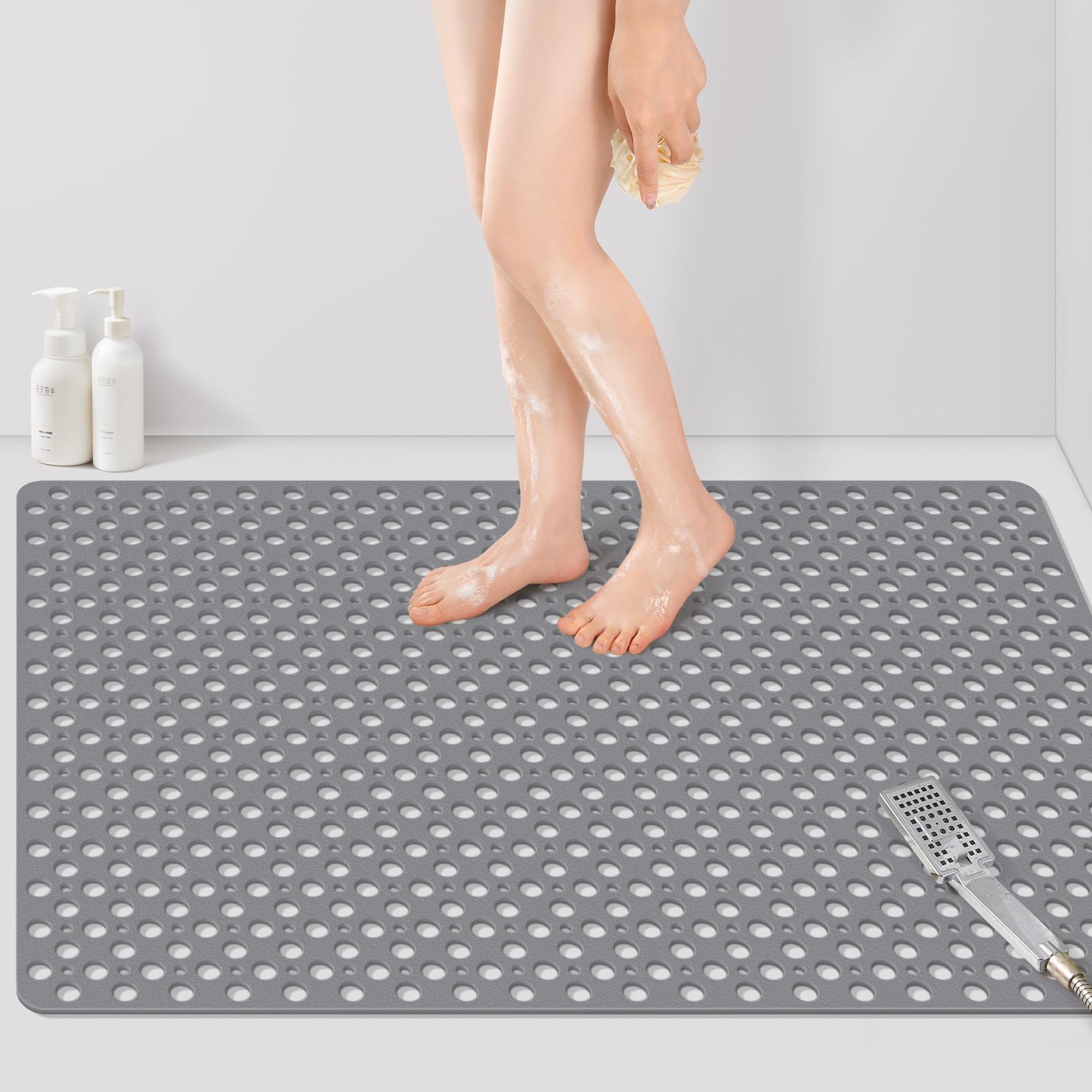 Yolife Extra Large Non Slip Shower Mat | 120x80cm TPE Bath Mat with Suction