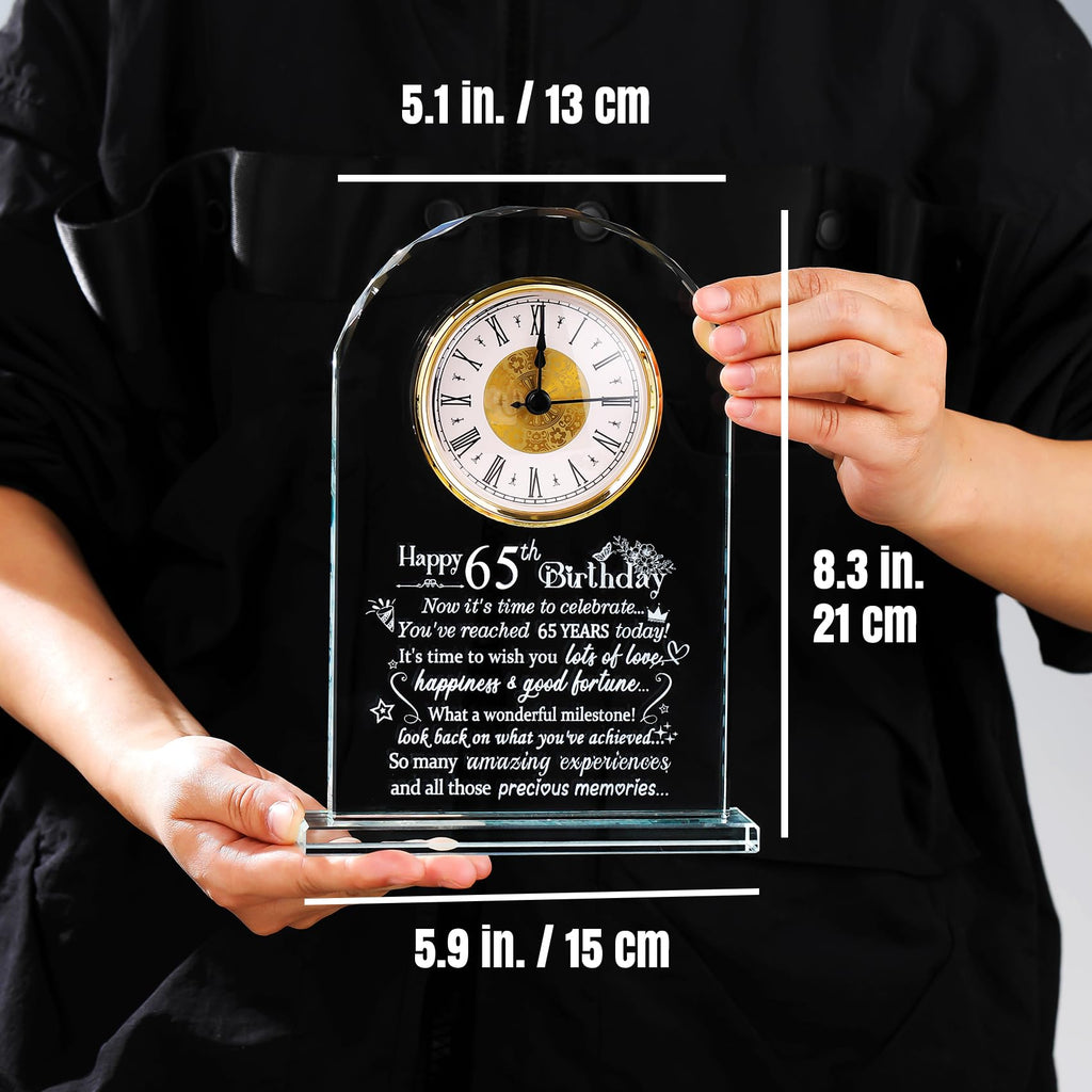 65th Birthday Crystal Clock – Milestone Keepsake Gift for Women