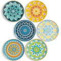 AHX 10-Inch Ceramic Dinner Plates Set of 6 | Colorful Vintage Patterns