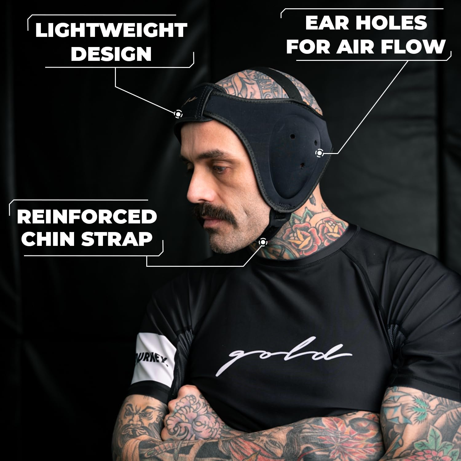 Gold BJJ Headgear | Cauliflower Ear Protection for Jiu Jitsu & Wrestling