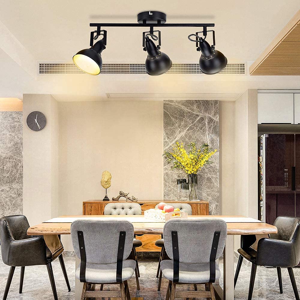 Depuley 3-Way Swiveling Ceiling Spotlight | Retro Black & Gold Metal Light