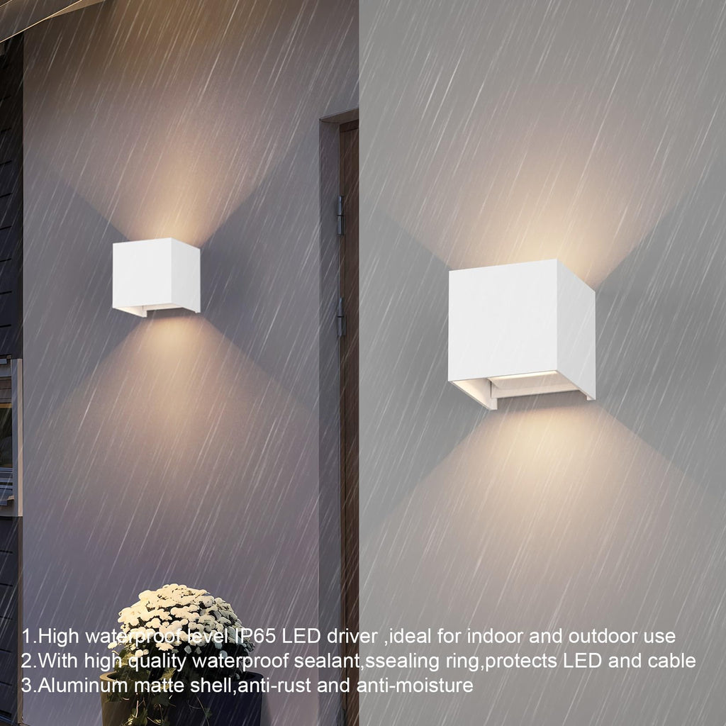Klighten 12W LED Outdoor Wall Lamps | Adjustable Beam IP65 Waterproof - 2PK