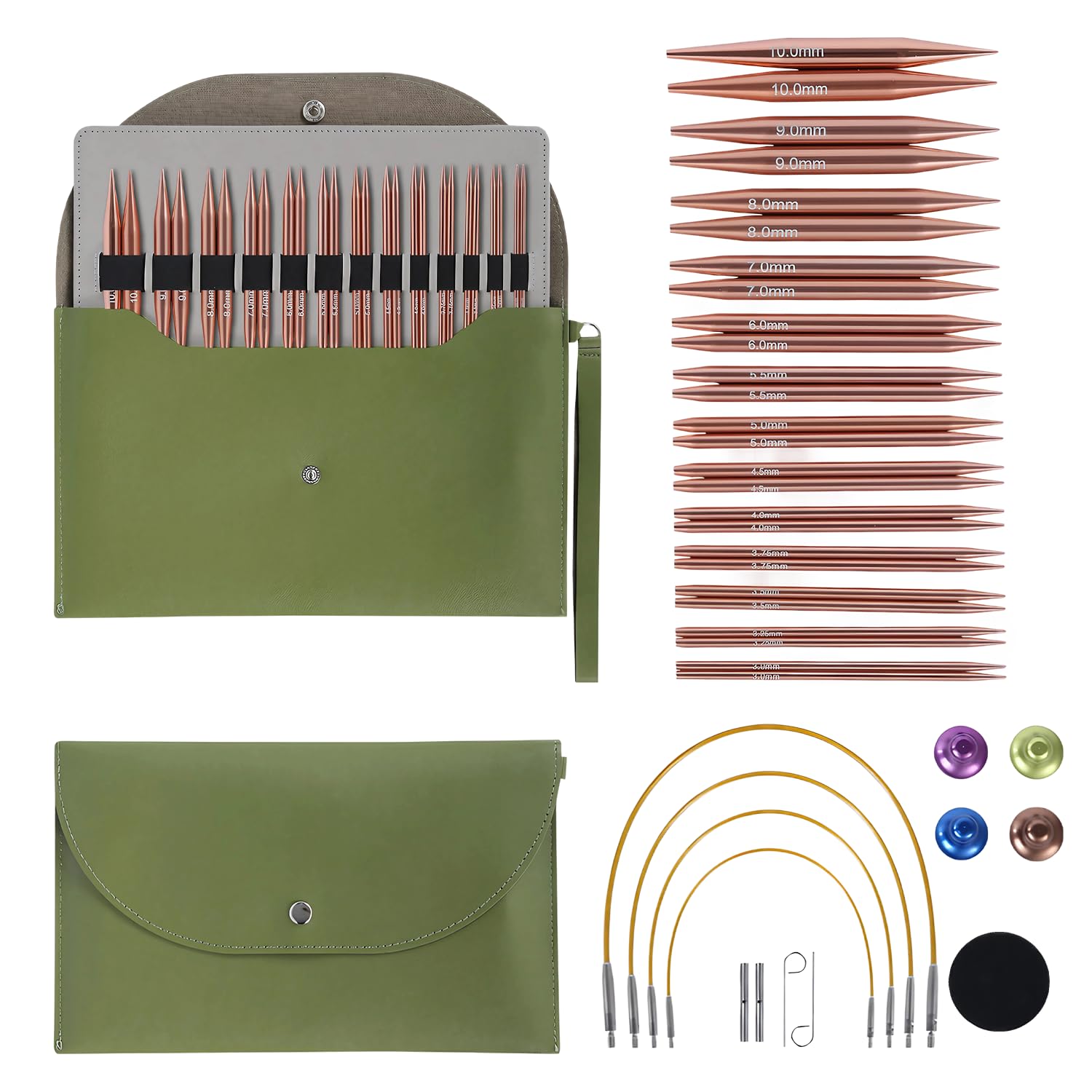 Jolof Store Interchangeable Circular Knitting Needles Set | 13 Pairs Rose Gold