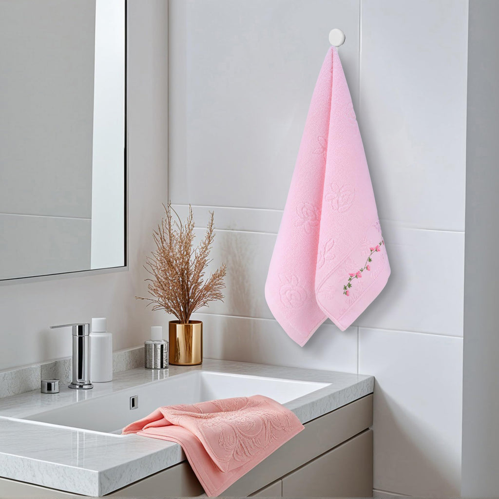 HMETOL Soft Absorbent Floral Embroidered Hand Towels for Bathroom Kitchen - image 2