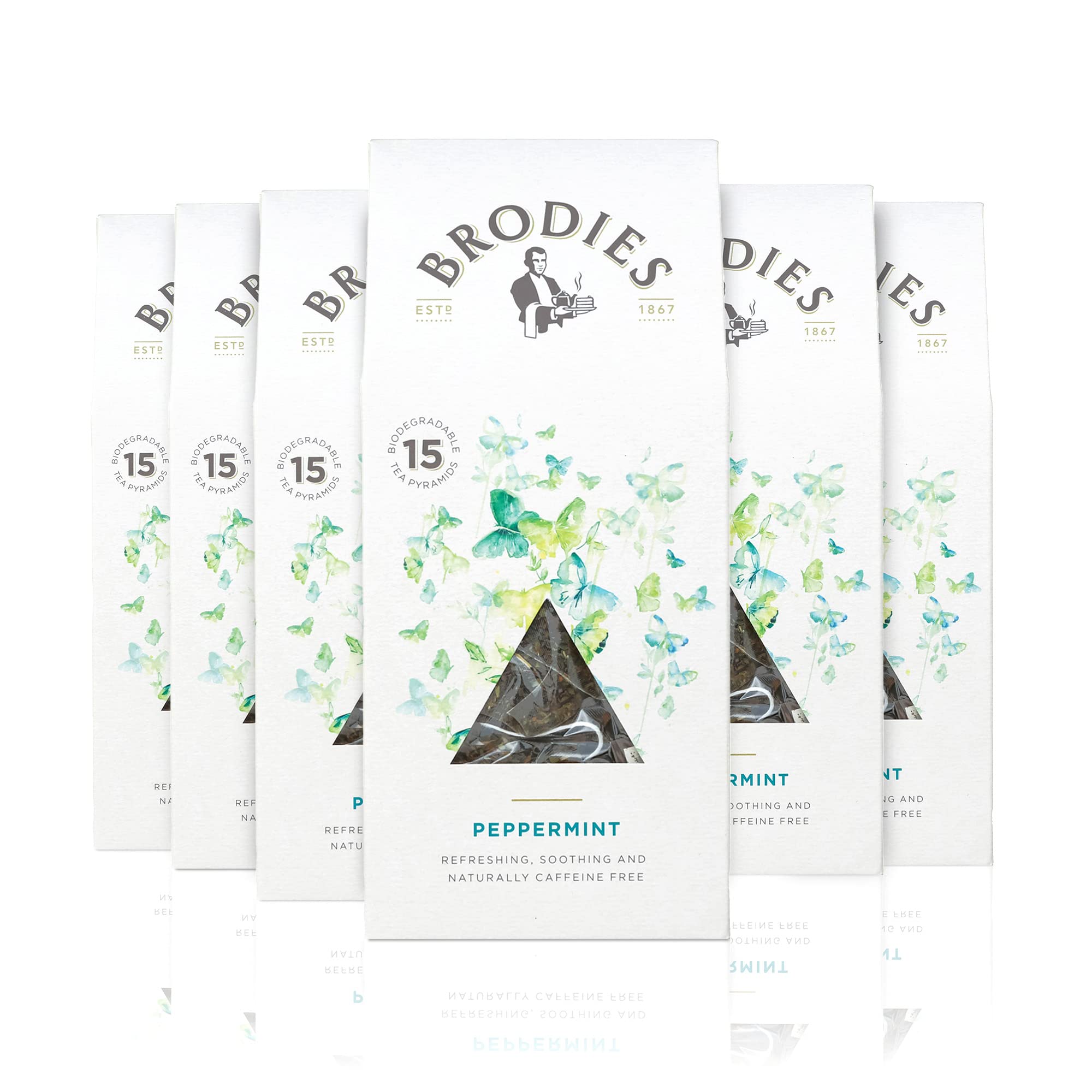 Brodies Peppermint Tea – 90 Biodegradable Pyramid Bags (6 Boxes of 15)