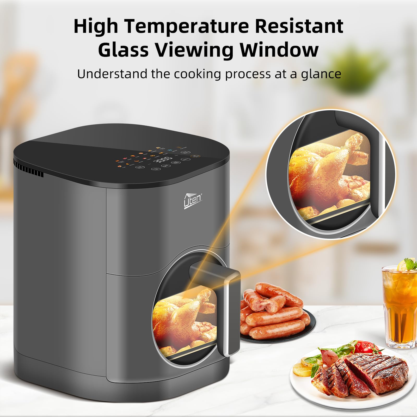 Uten Dual Blaze Air Fryer 5.5L | 14-in-1 Smart Cooker with Visual Window