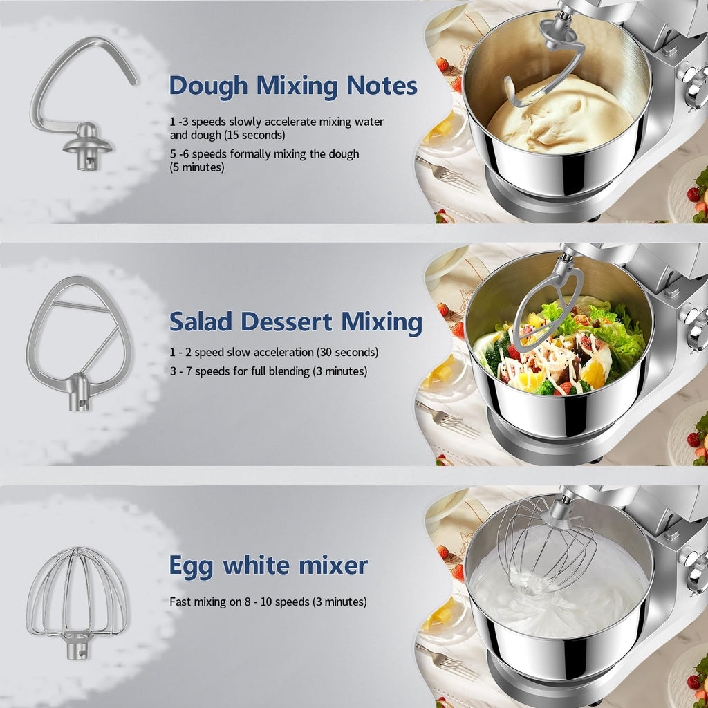 Vezzio Small Stand Mixer | 4.5L 1500W 10-Speed Electric Kitchen Mixer