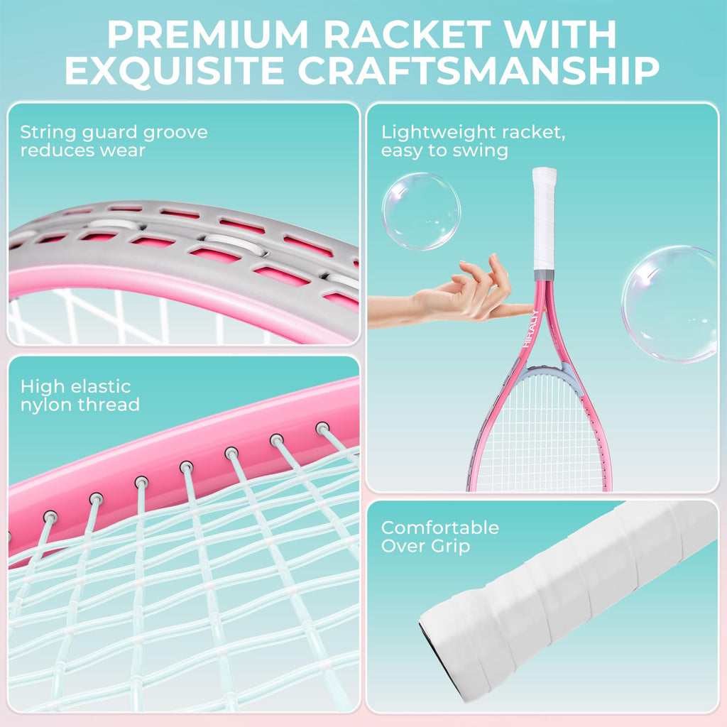 HIRALIY 27" Tennis Rackets Set of 2 | Lightweight Beginner Racquet Kit