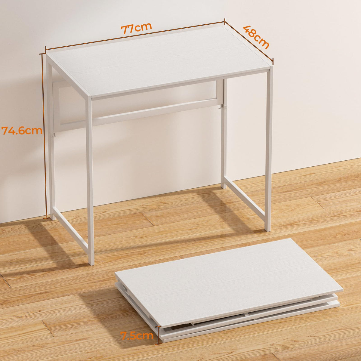 GreenForest Folding Desk 80cm No Assembly Required for Small Space, White - image 2