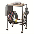 Gemsaya Vinyl Record Player Stand with Storage and Wheels – Industrial