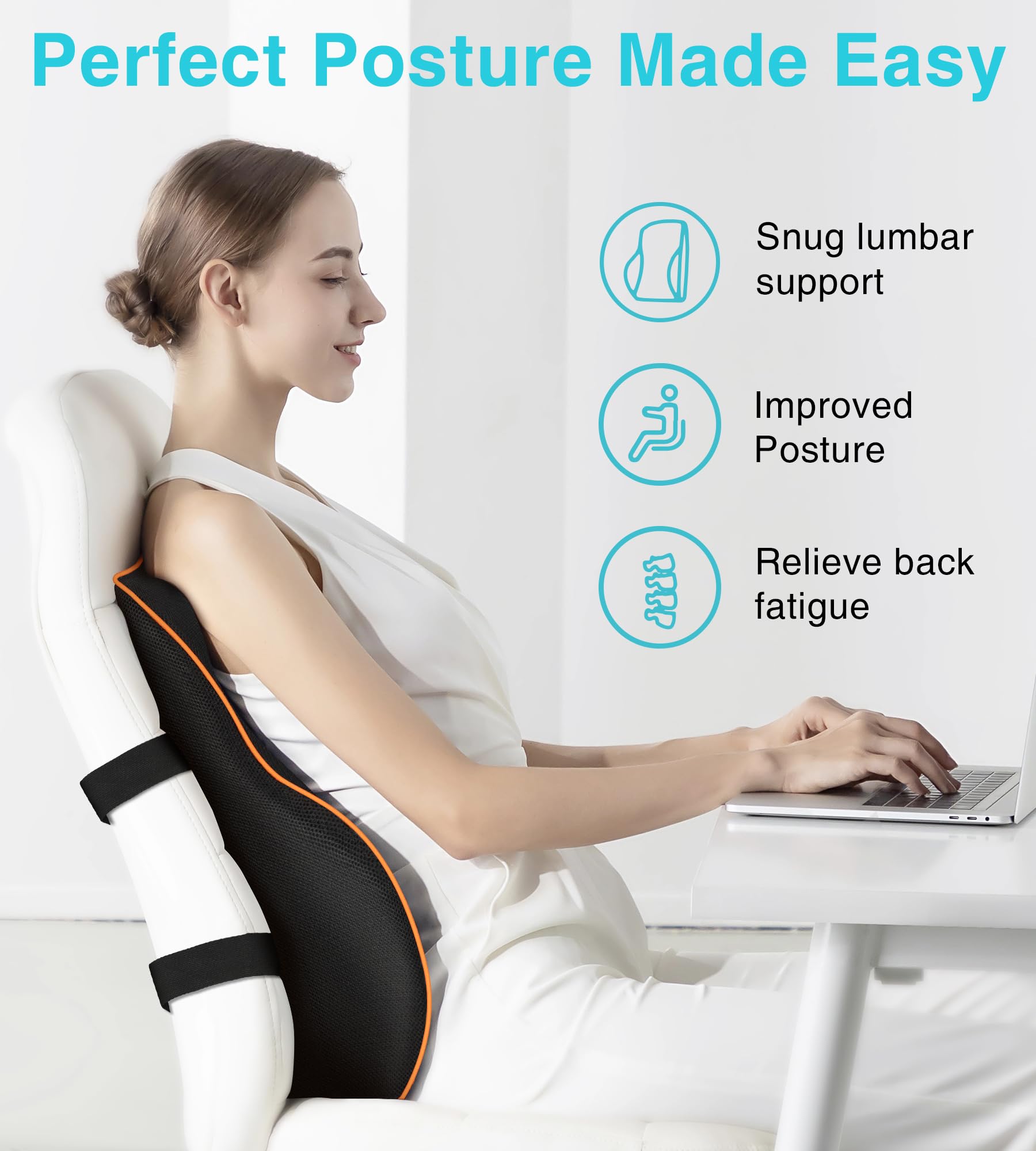 POOTACK Lumbar Support Cushion – Ergonomic Memory Foam Back Pillow