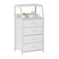 CAIYUN 4-Drawer Fabric Dresser – 33.4" Tall Chest with Shelf, White