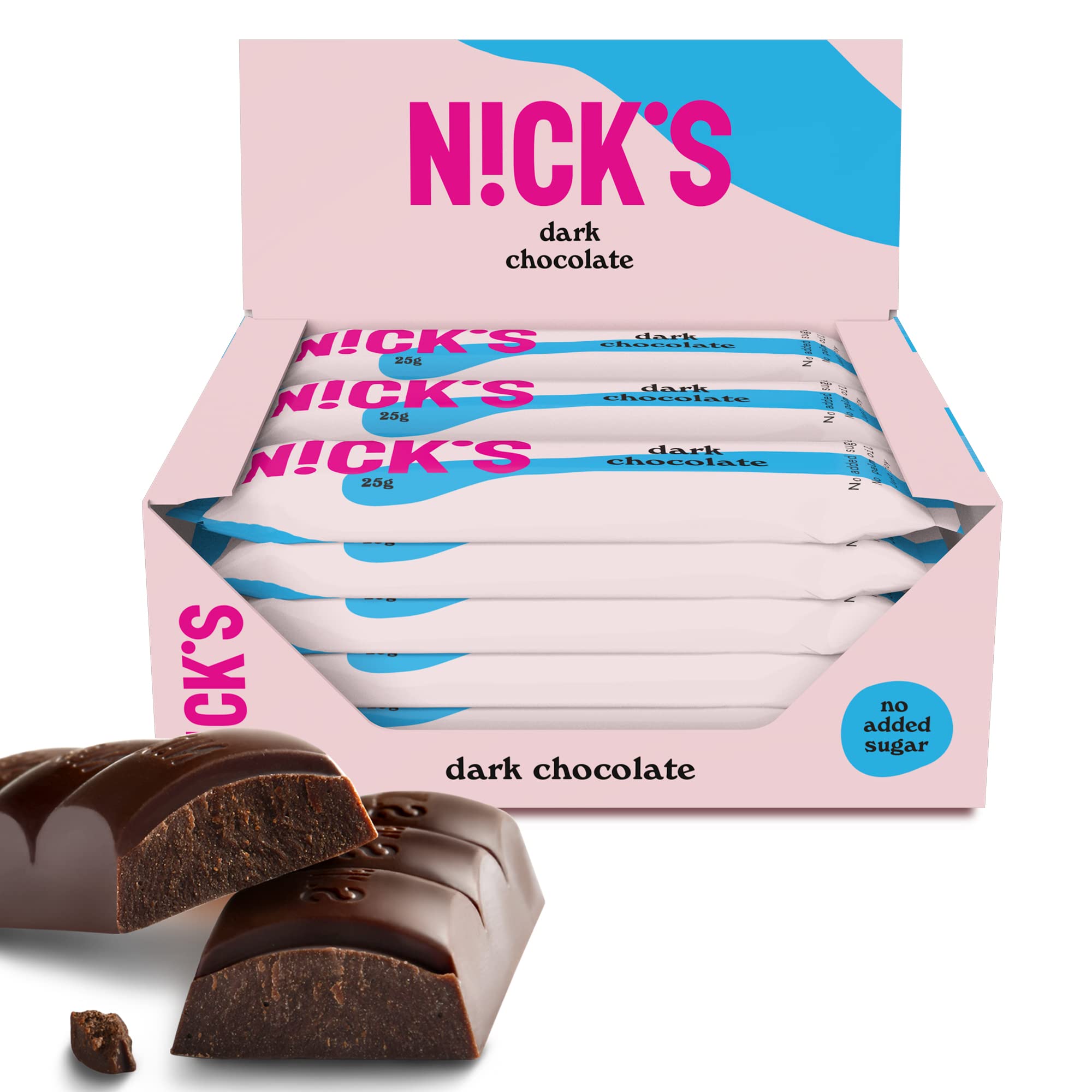 NICKS Dark Chocolate Vegan Keto Bars | Low Carb & Gluten Free (15 Pack)