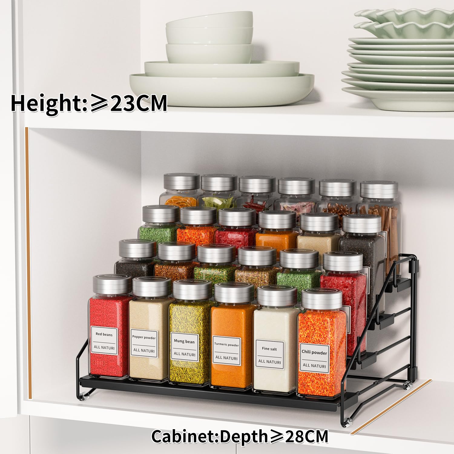 ZDDLOINP 4-Tier Metal Spice Rack | Depth Adjustable Cabinet Organizer