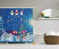 Abakuhaus Christmas Shower Curtain | Jolly Snowman Fabric Bathroom Decor