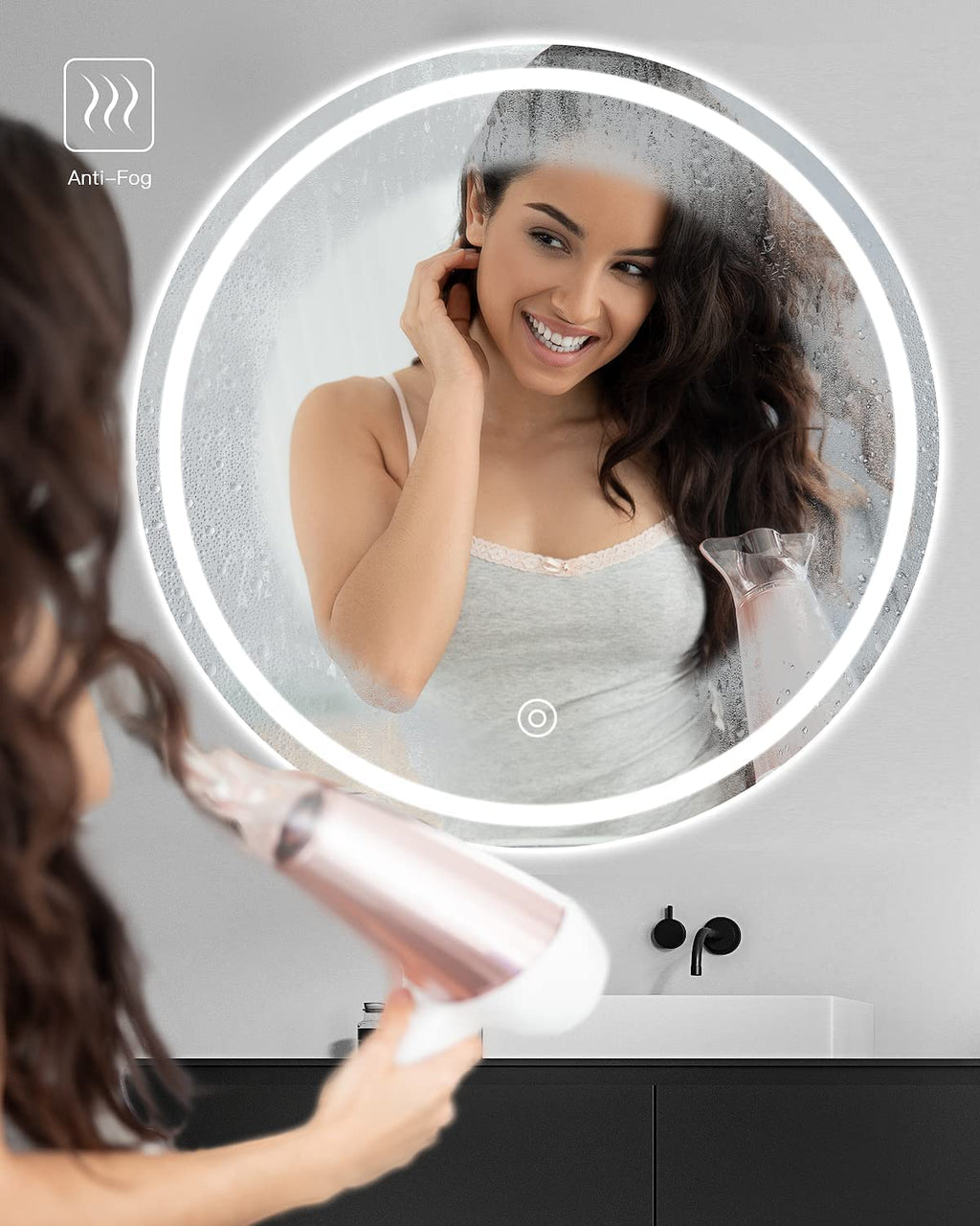 Dripex 500mm Round LED Bathroom Mirror | Anti-Fog Wall Mounted Vanity