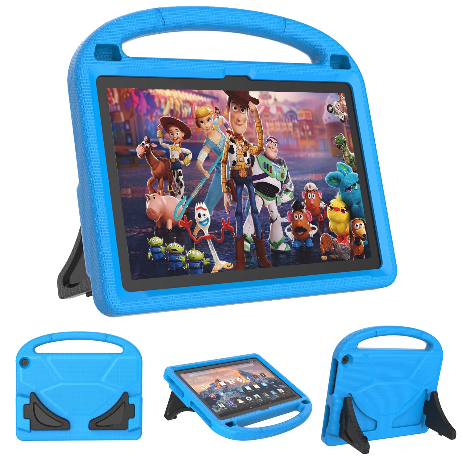 Mansiruyi Fire HD 10 Tablet Case for Kids – Shockproof Handle Stand, Blue