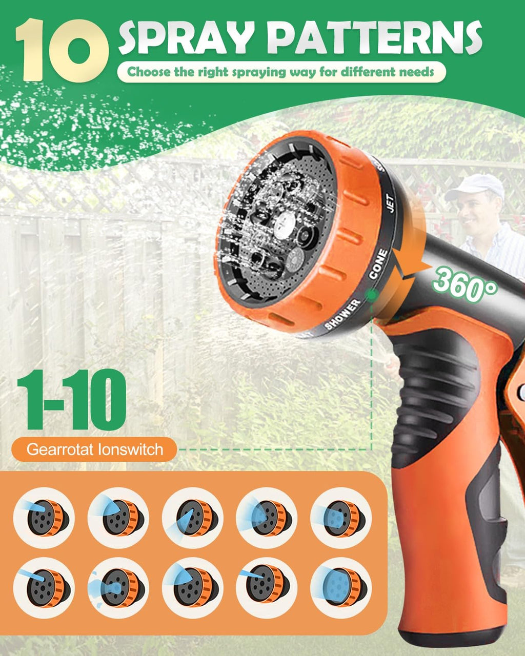 Evolpor 150FT Expandable Garden Hose | 10-Function Nozzle & 4-Layer Latex